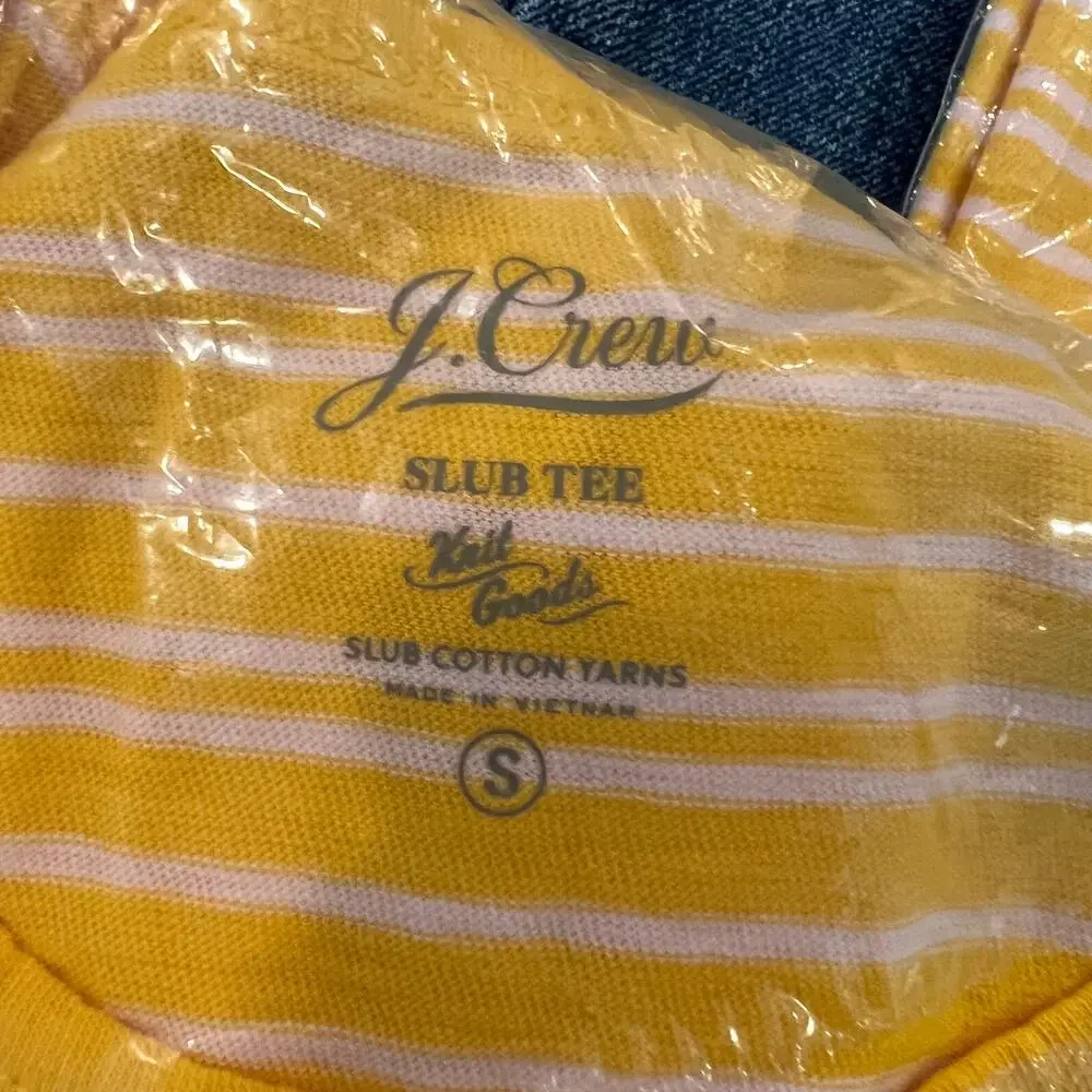 NWT J. Crew Gold/Yellow Stripe Cotton Crewneck T-Shirt - SIZE SMALL